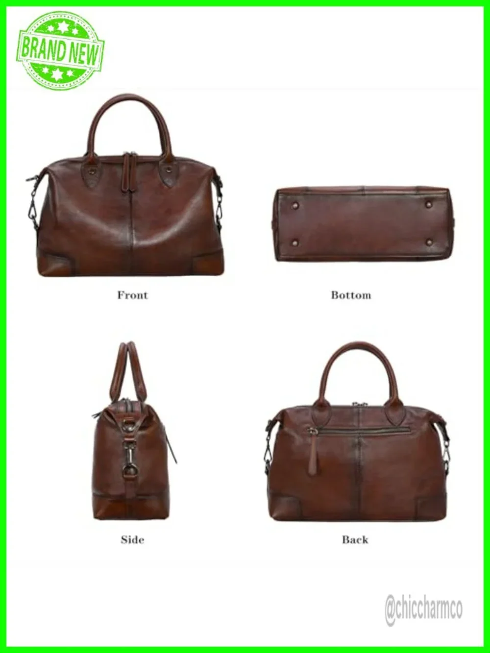 Genuine Leather Satchel Tote Bag Large Doctor Purse Crossbody